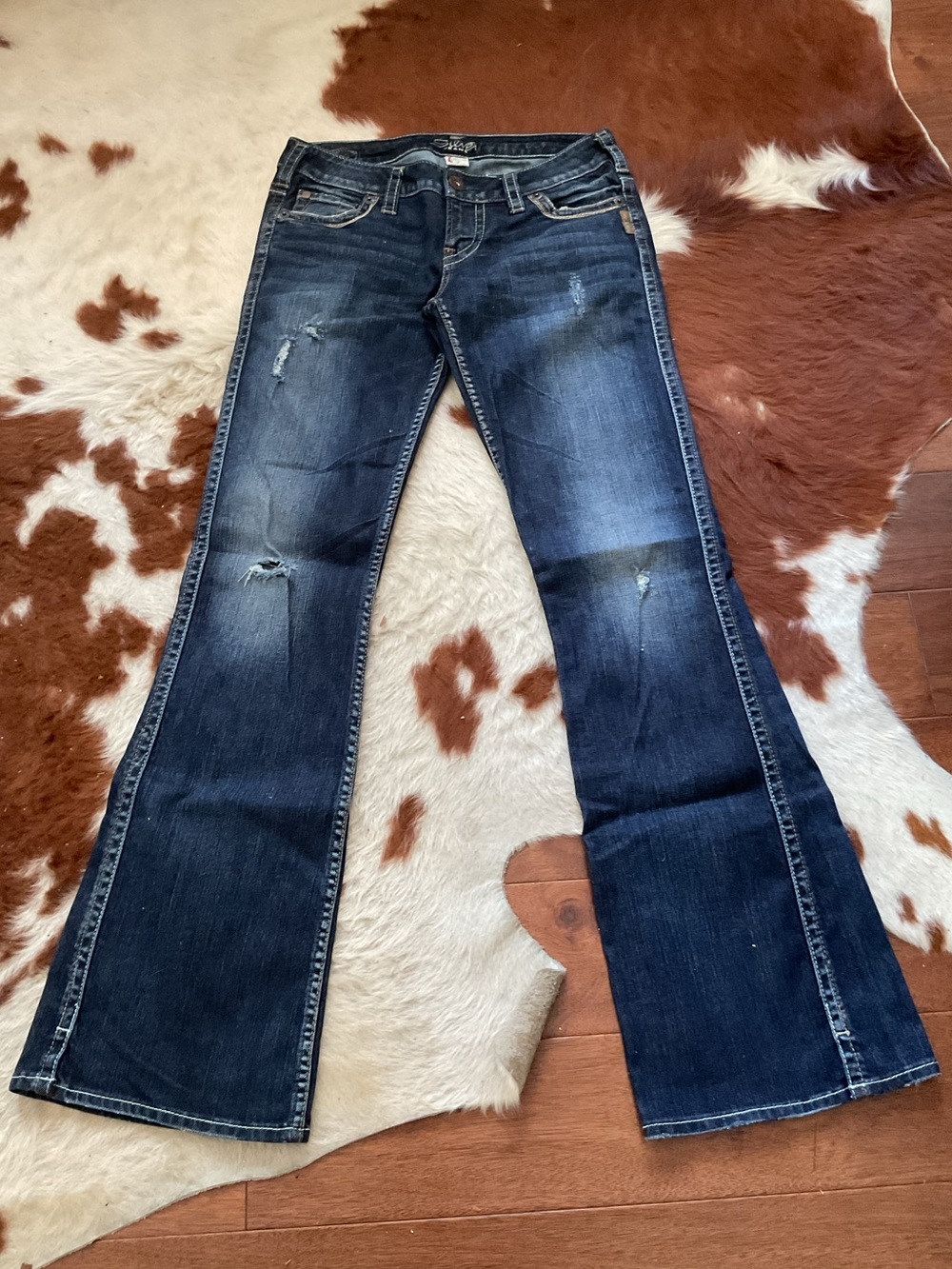 Vintage Y2K Silver flare lo rise jeans